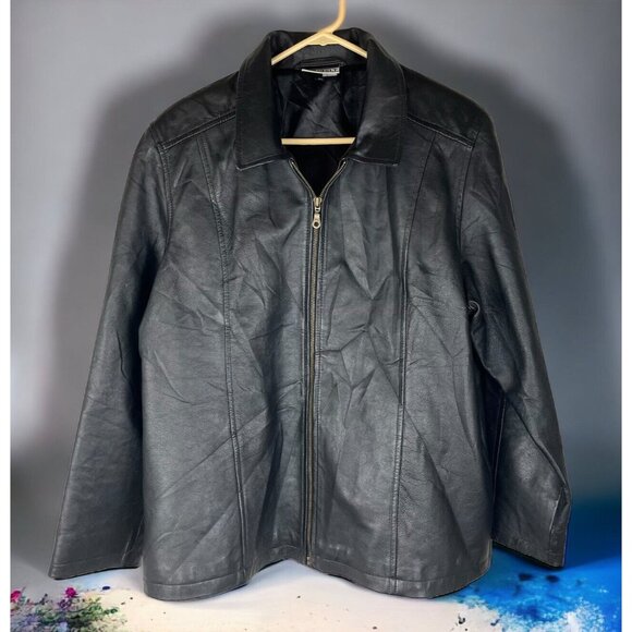 Attention Leather Crop Jacket Blazer Full Zip - Picture 1 of 7